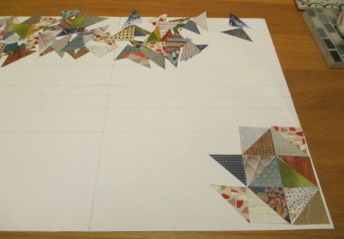 I planned out the triangles and glued them on to paper as opposed to straight on to my draw, mainly to make life easier for myself and meant I could play with the colour arrangment.